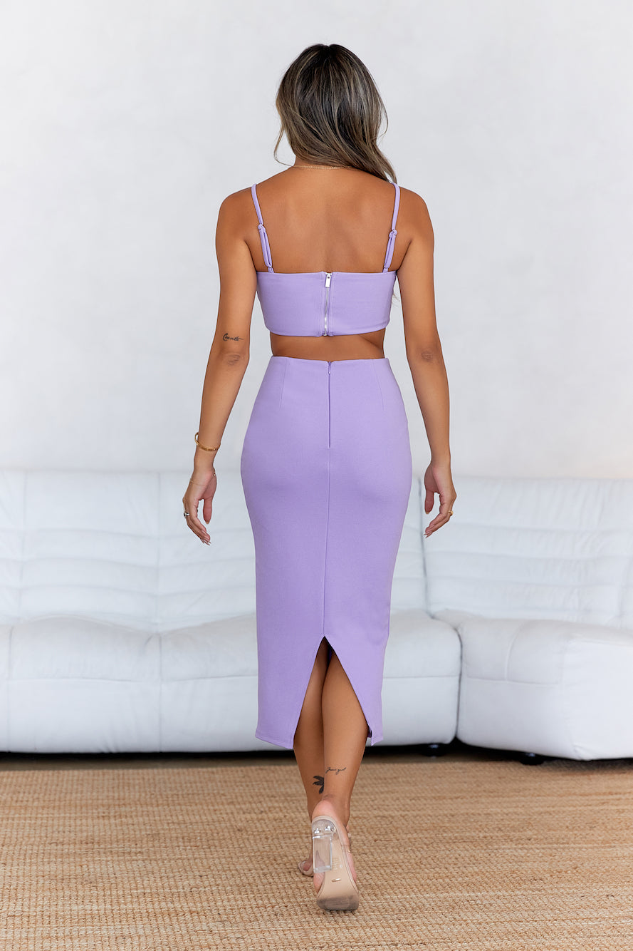 HELLO MOLLY Sunset Serenade Midi Skirt Lilac