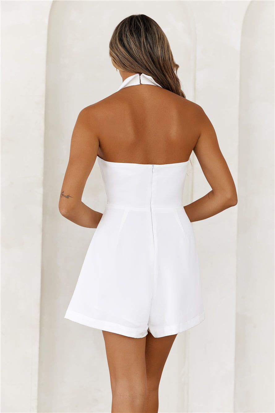 Springtime Picnic Party Halter Romper White