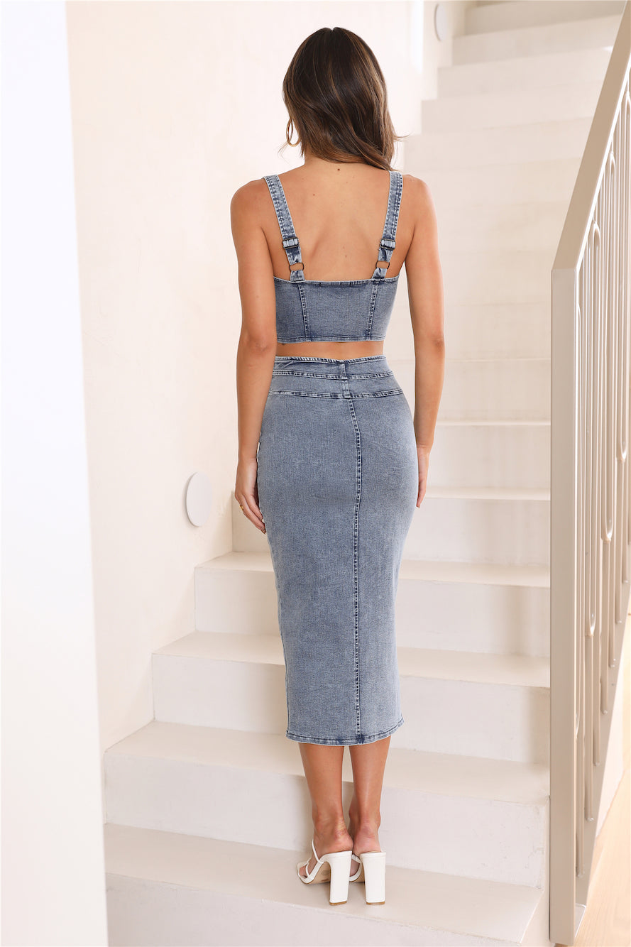 Edge Girl Midi Skirt Blue