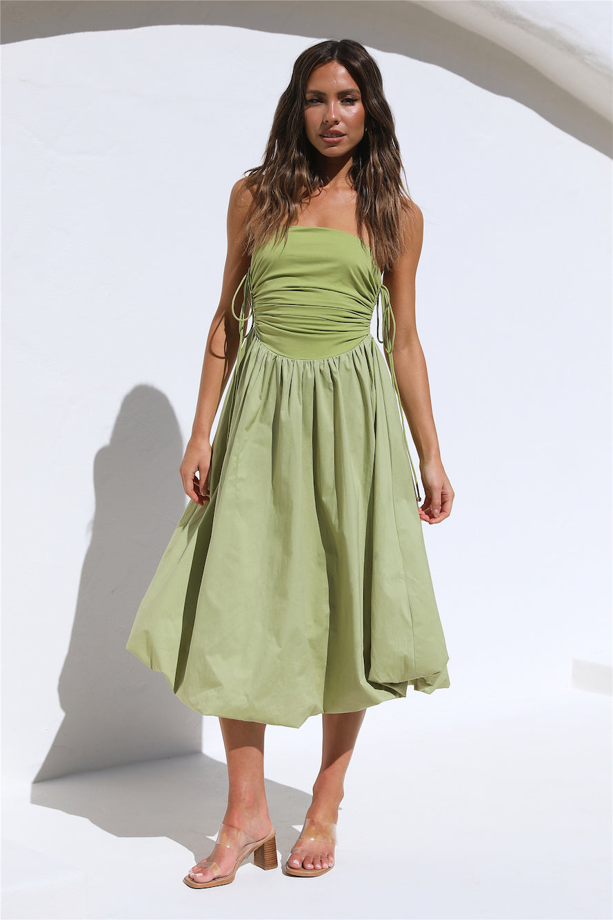 Wine Tasting Midi Dress Matcha