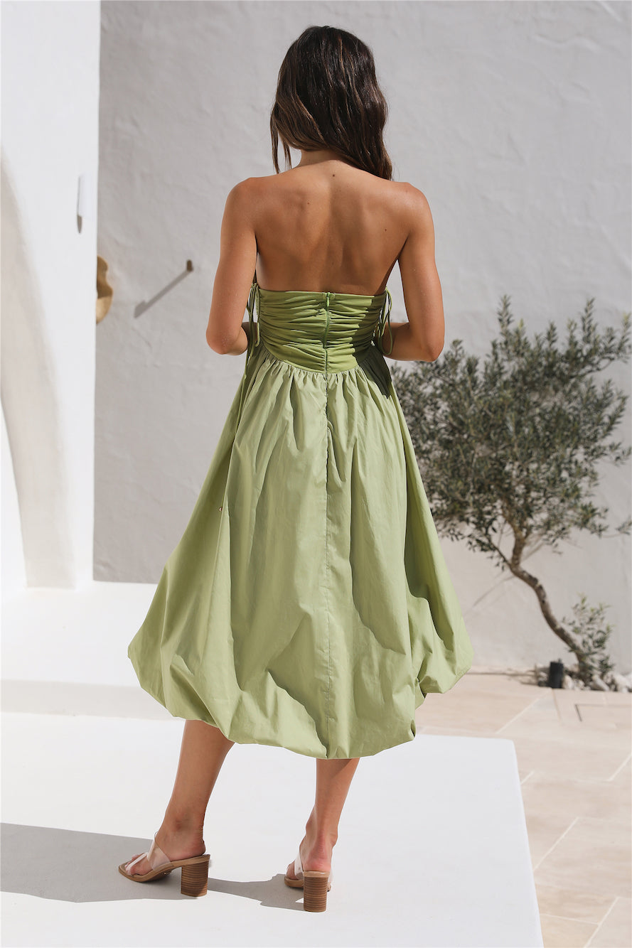 Wine Tasting Midi Dress Matcha