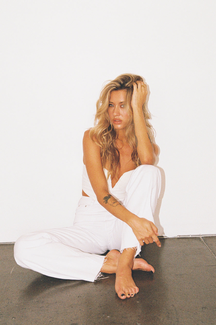 DNM High Rise Wide Leg Denim Jeans White