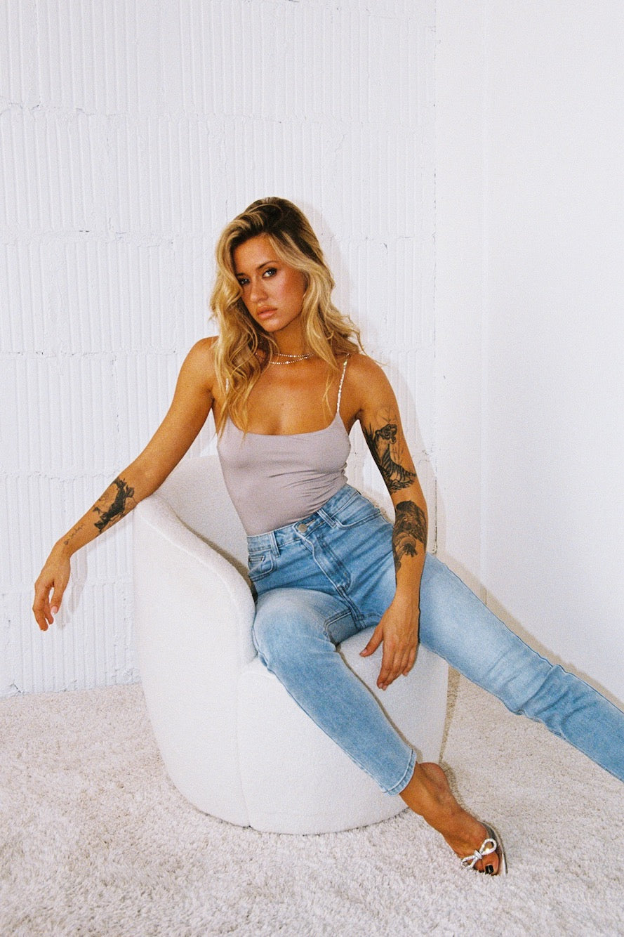 DNM High Rise Skinny Leg Denim Jeans Mid Blue