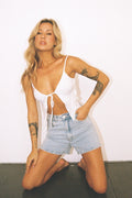 DNM High Rise Denim Shorts Light Blue