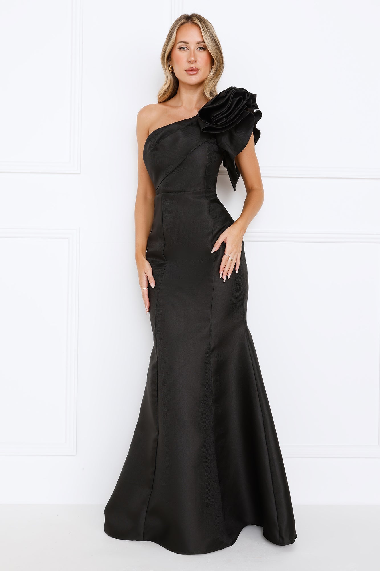 Ava One Shoulder Maxi Dress Black