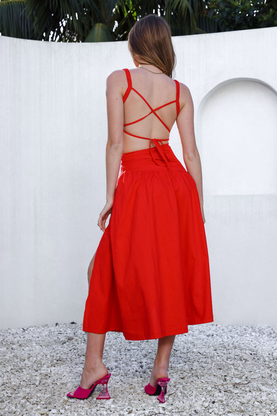 Your Simple Days Midi Dress Red