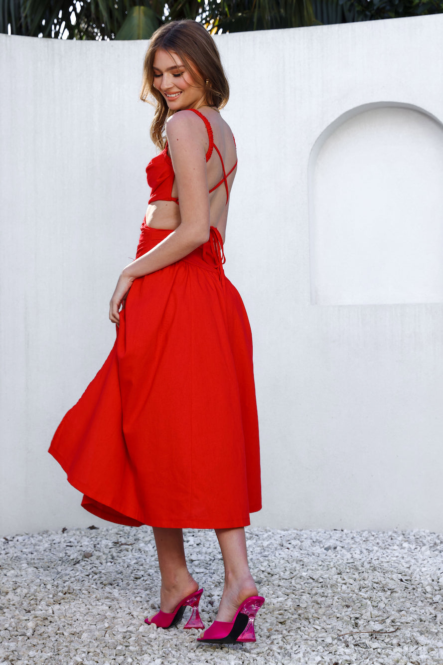 Your Simple Days Midi Dress Red