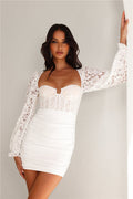 Wild After Party Lace Mini Dress White