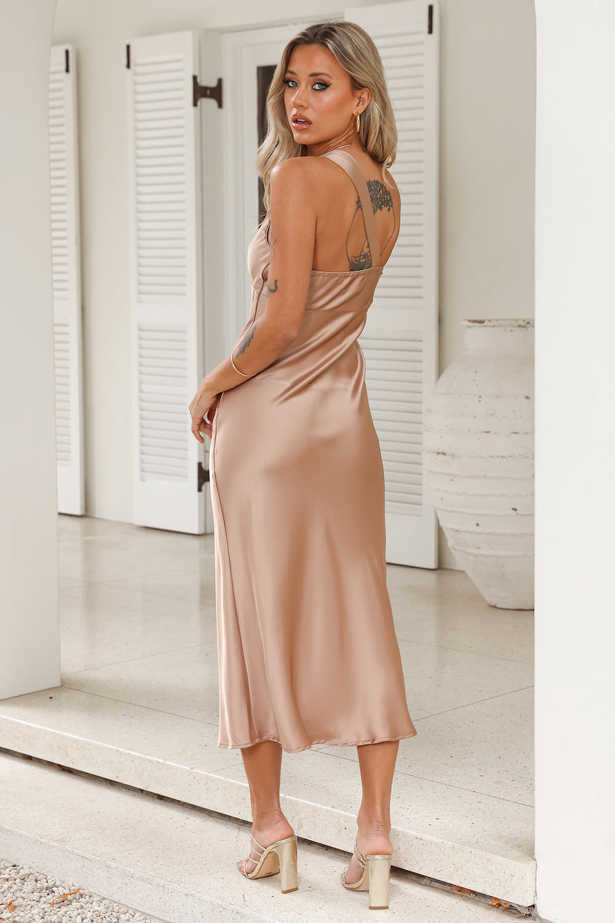 Your Truth Satin Maxi Dress Brown