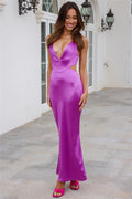Sunset Views Satin Midi Dress Purple