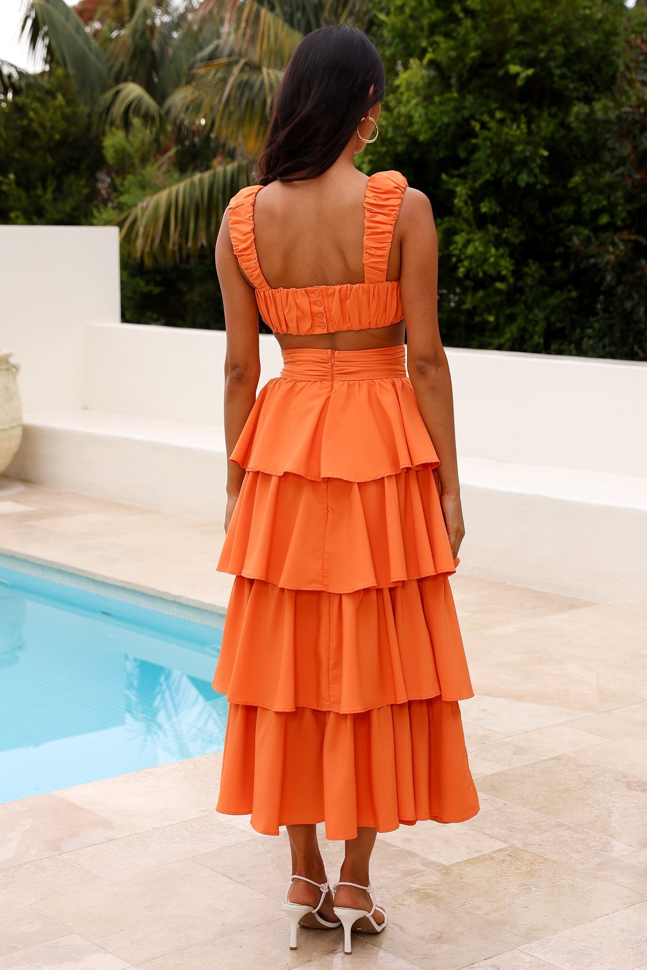 Hour To Shine Midi Skirt Orange