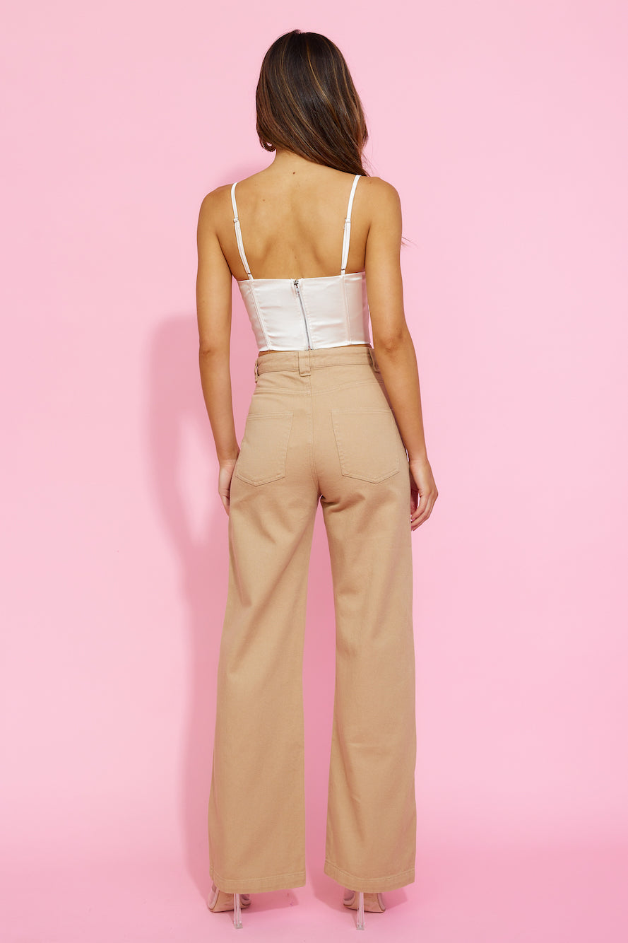 Cowgirl Dance Crop Jeans Beige