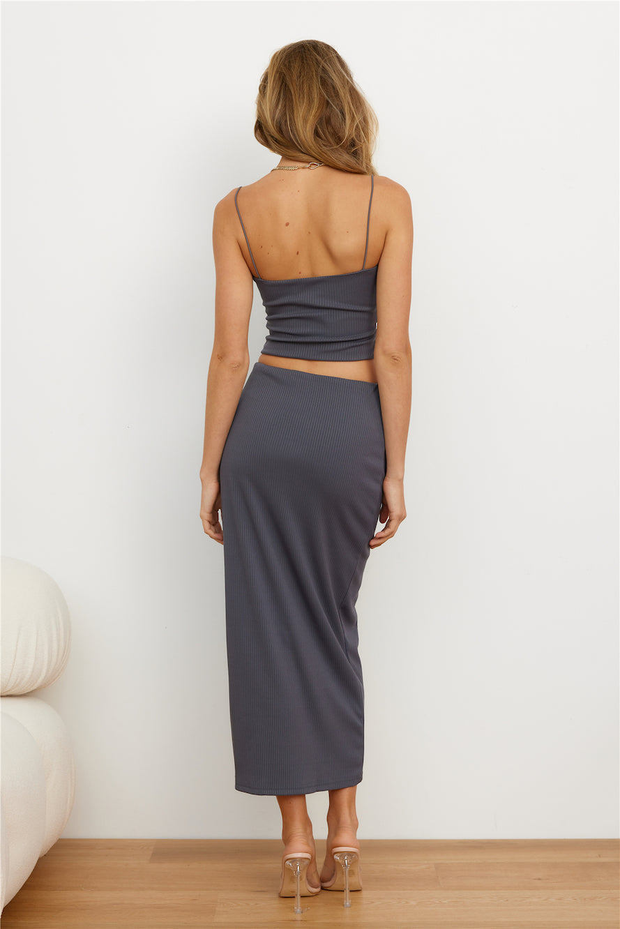 Effortless Cool Girl Midi Skirt Grey