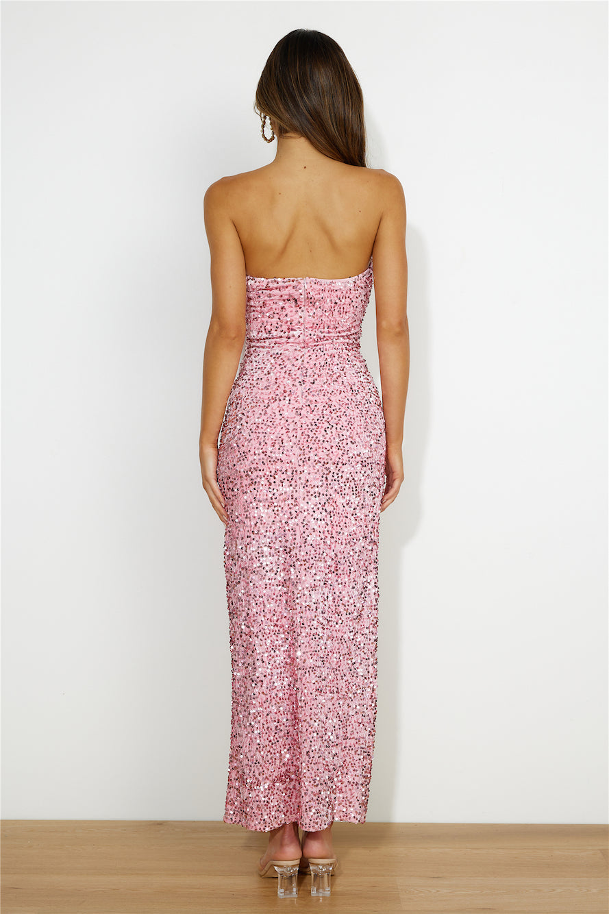 Sparkle From Far Sequin Maxi Dress Pink