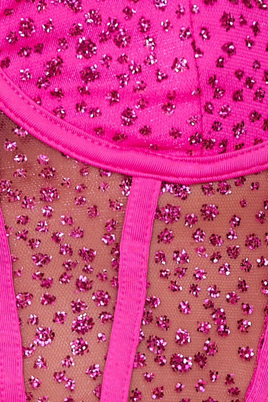 She's Dazzling Crop Top Hot Pink