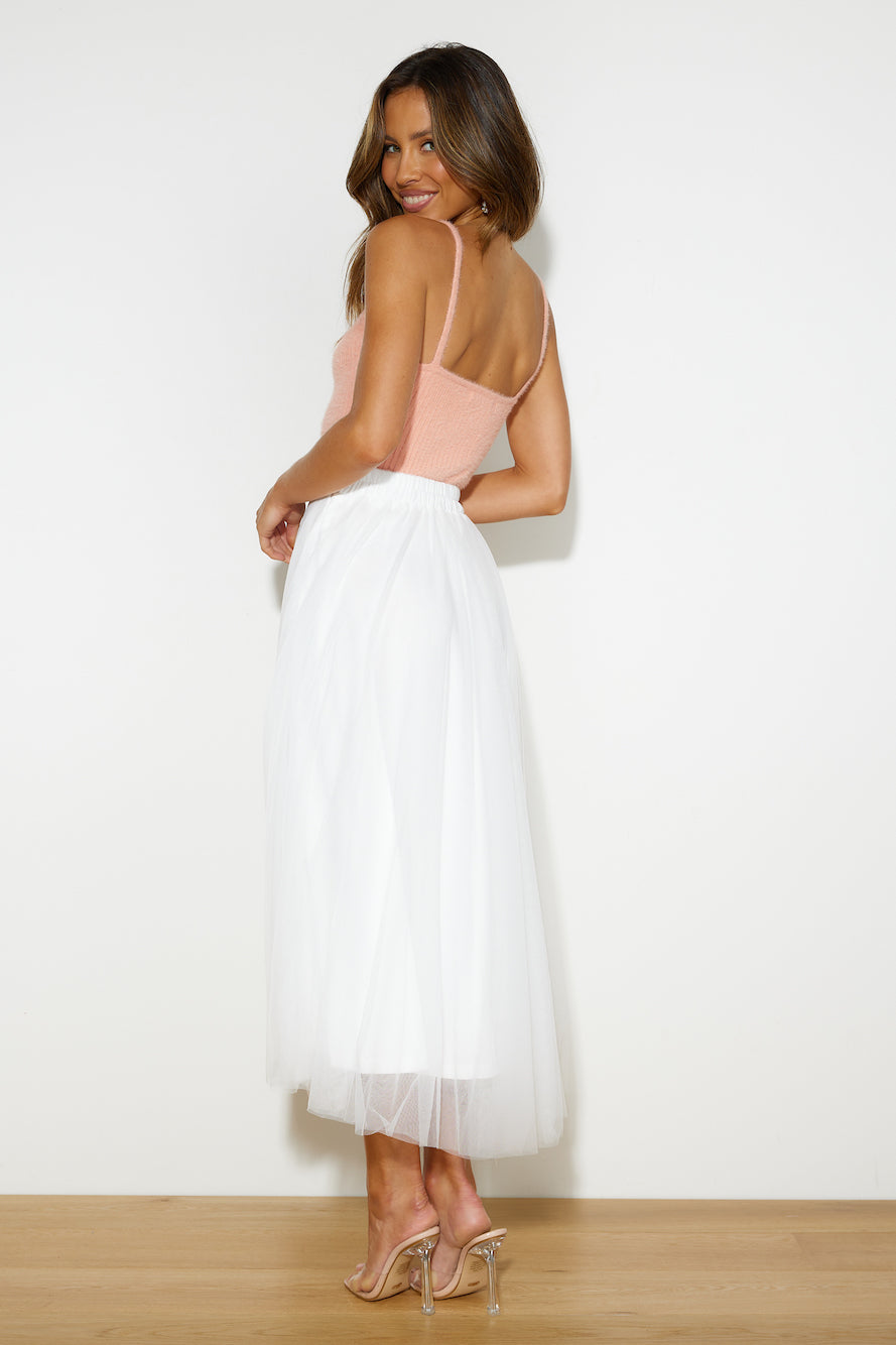 Keeping It Smart Midi Skirt White