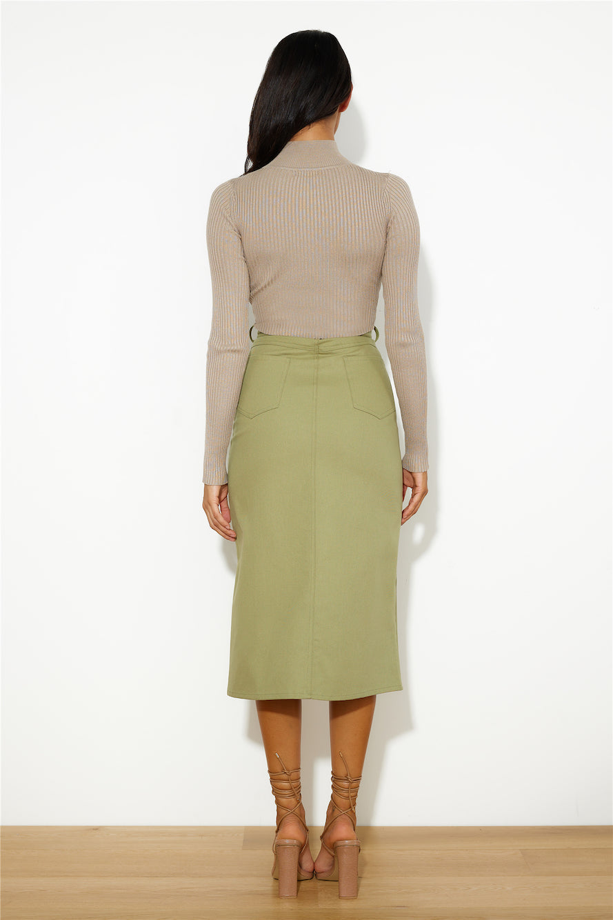 Influencer Look Midi Skirt Khaki