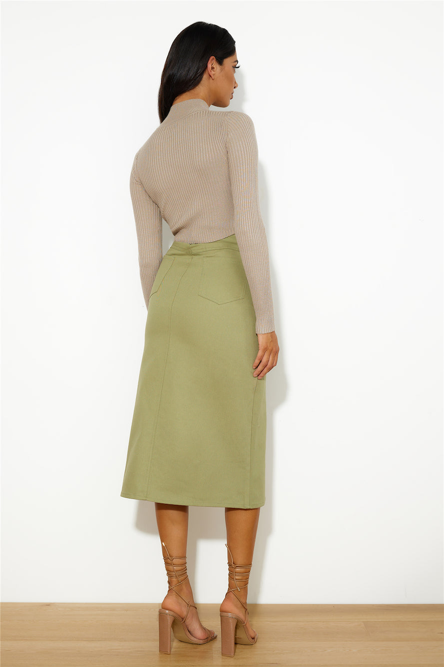 Influencer Look Midi Skirt Khaki