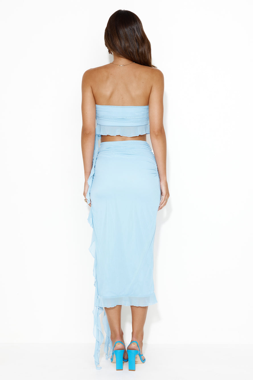 Be Your Love Mesh Midi Skirt Blue