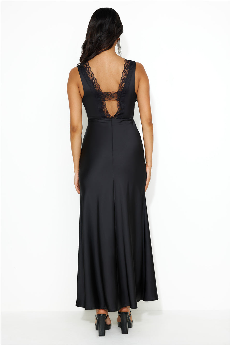 Juicy Stories Satin Maxi Dress Black