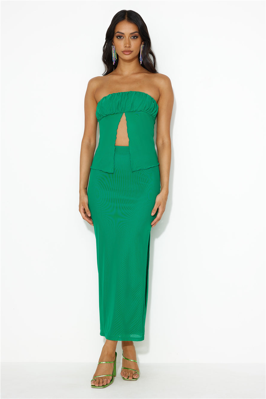 Era Of Style Mesh Maxi Skirt Green