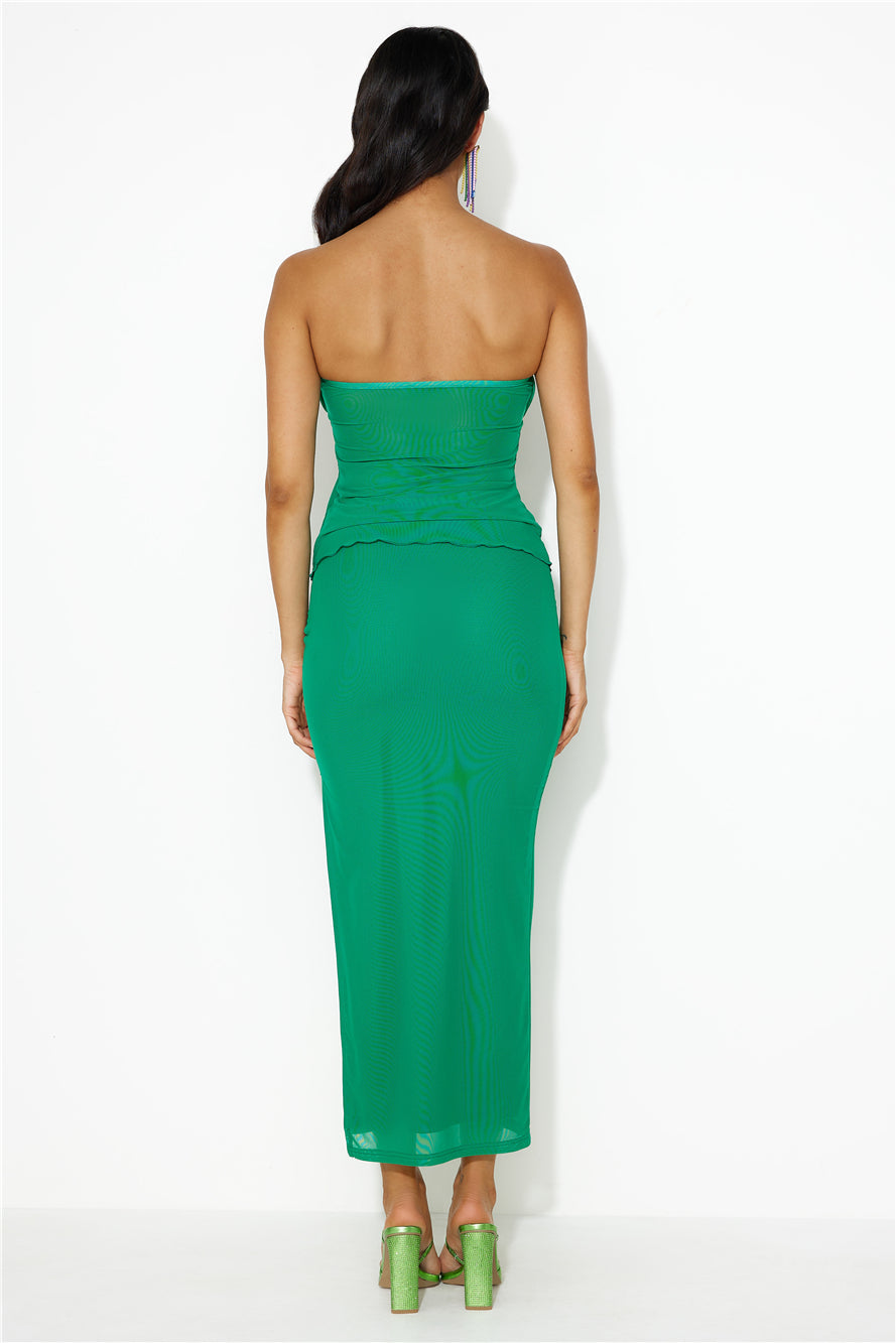 Era Of Style Mesh Maxi Skirt Green