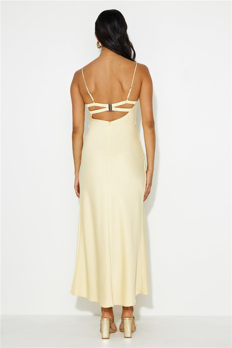 You Are Unique Satin Maxi Dress Yellow