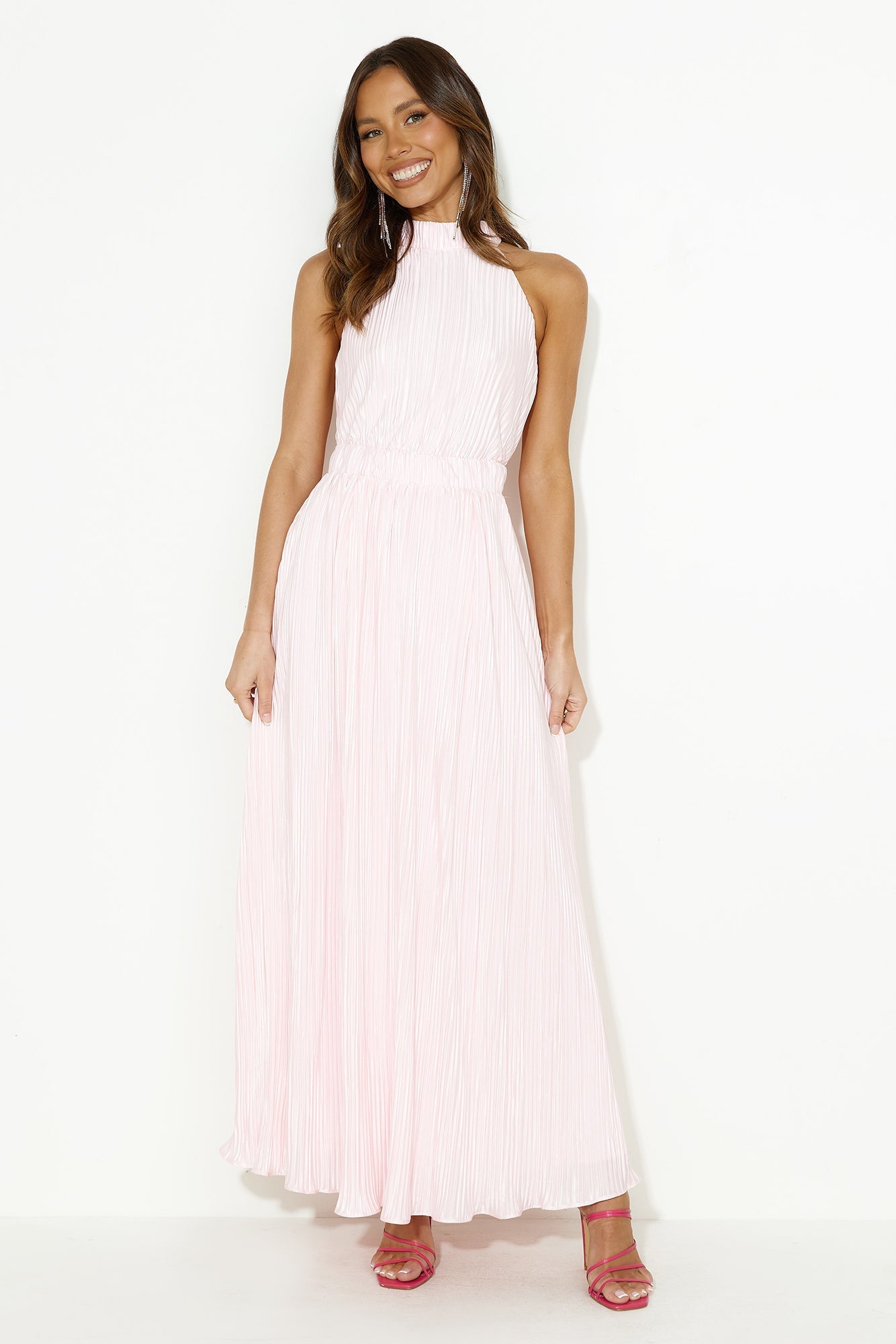 You're Classy Plisse Maxi Dress Pink
