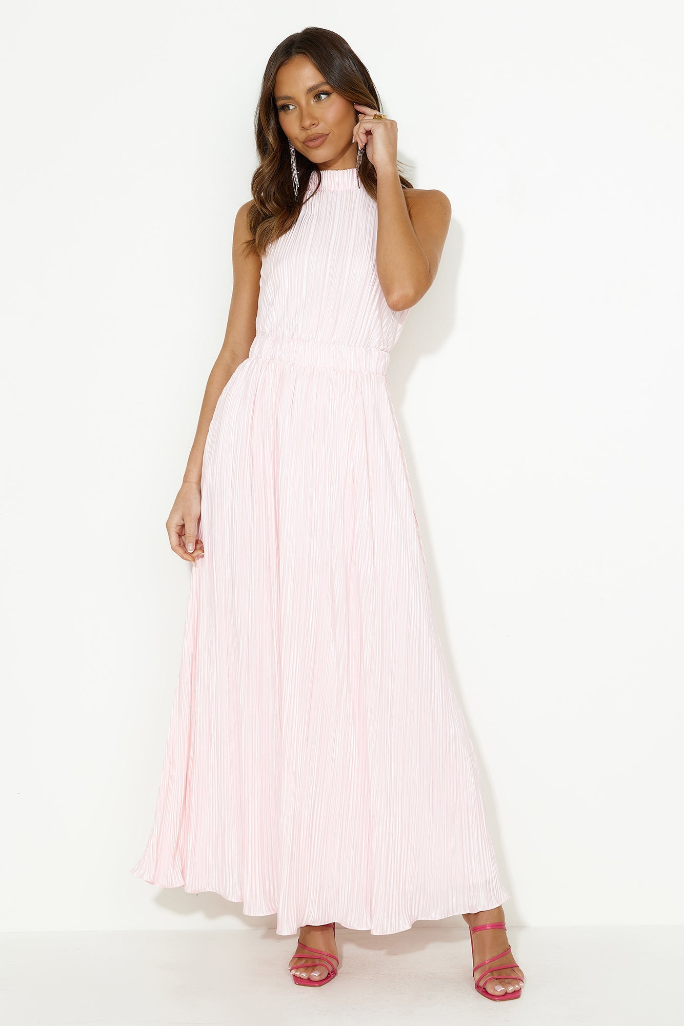 You're Classy Plisse Maxi Dress Pink