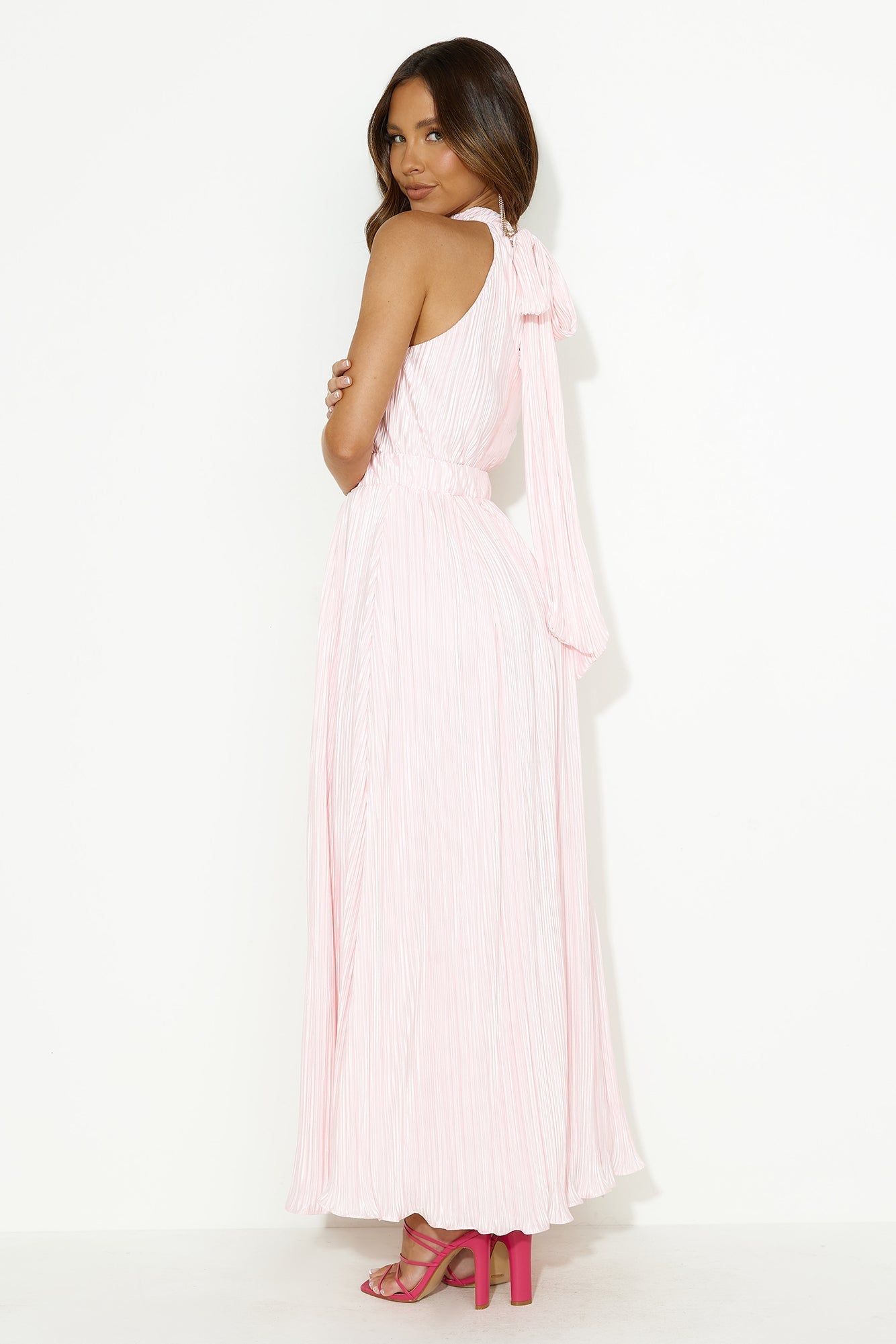 You're Classy Plisse Maxi Dress Pink