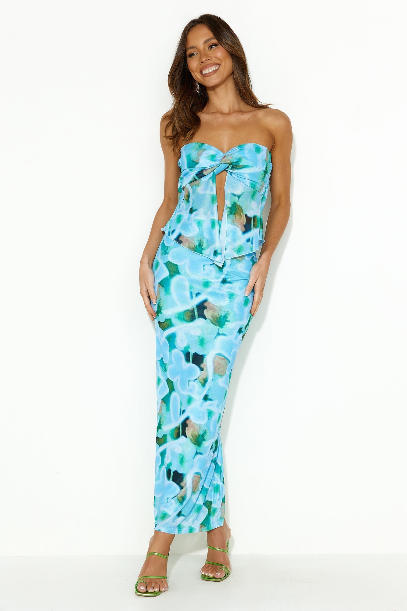 It's Always You Mesh Maxi Skirt Blue