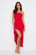 Yes Always Strapless Maxi Dress Red