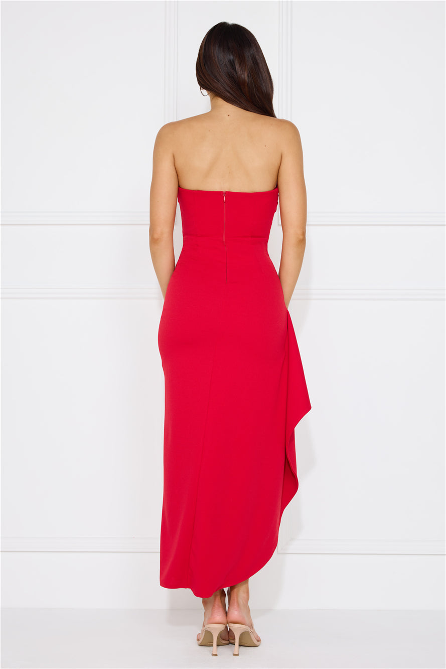 Yes Always Strapless Maxi Dress Red