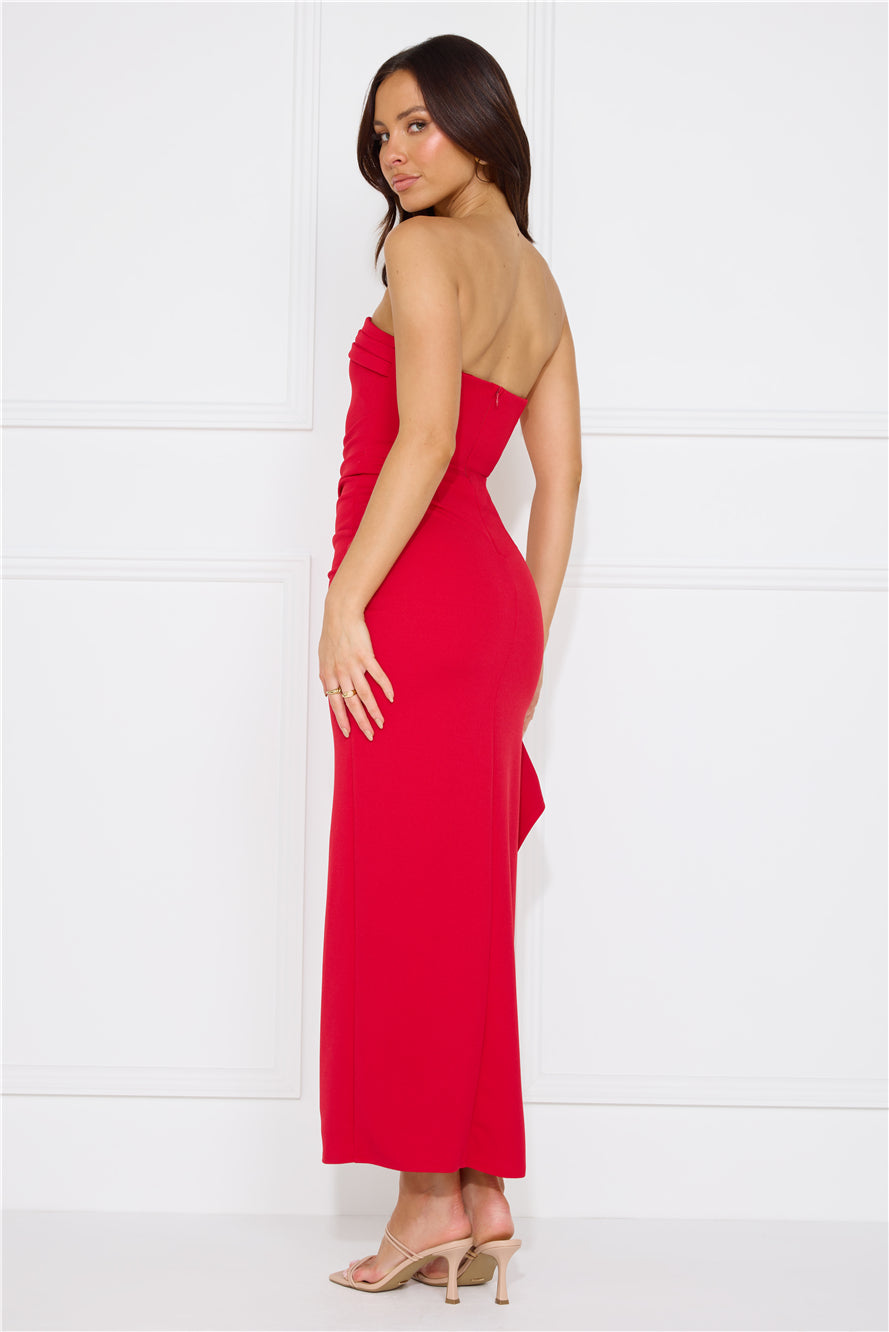 Yes Always Strapless Maxi Dress Red