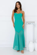 Luxe Leisure Strapless Maxi Dress Green