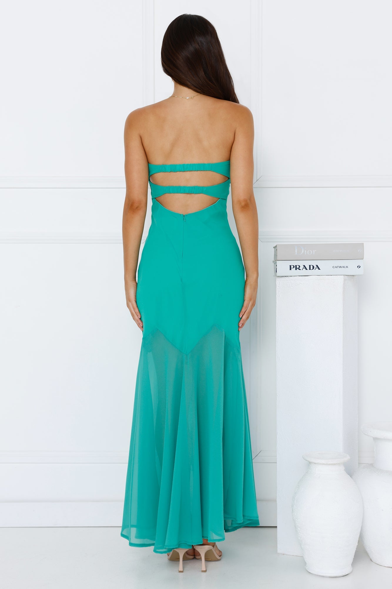 Luxe Leisure Strapless Maxi Dress Green
