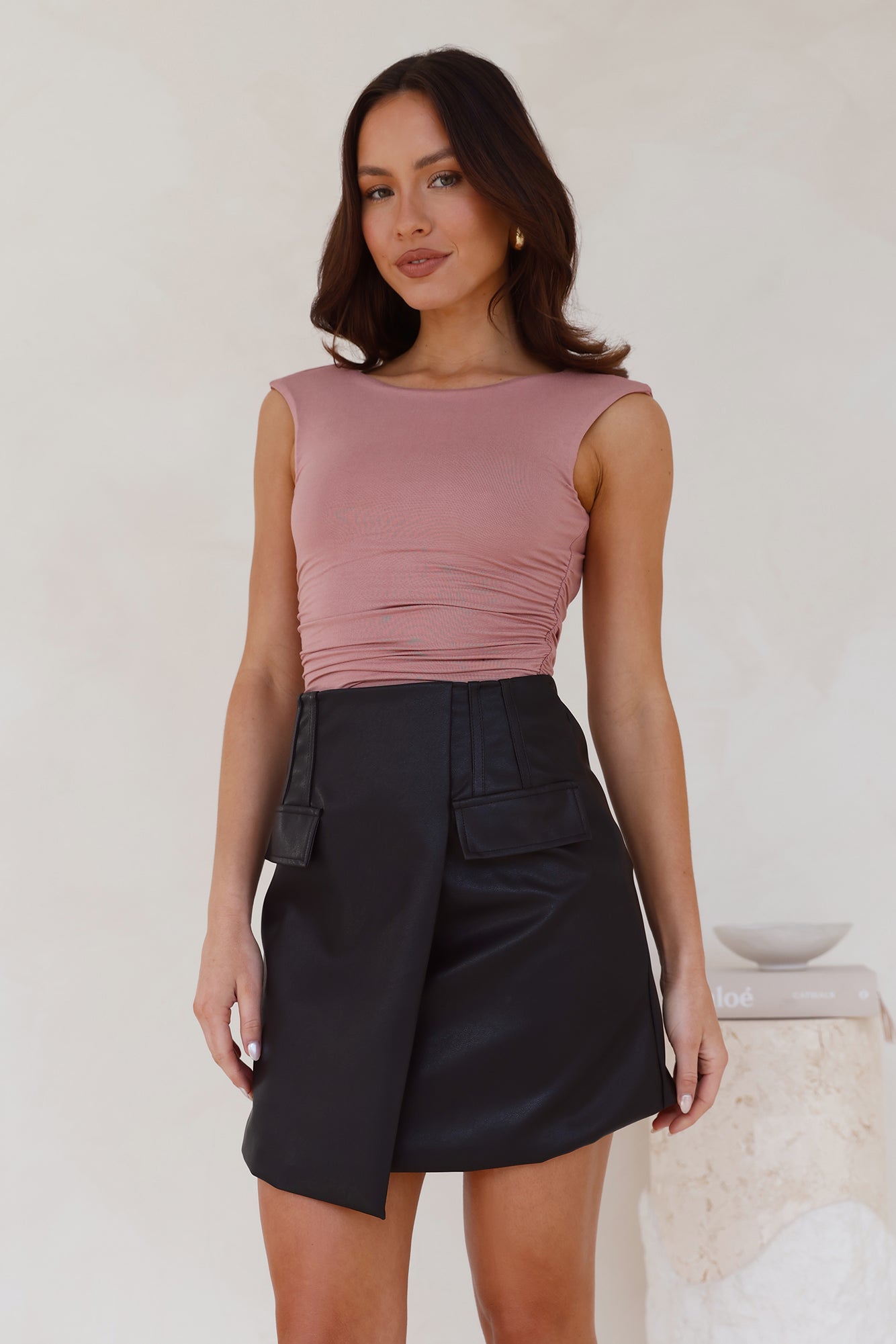 Downtown Cool Faux Leather Mini Skirt Black