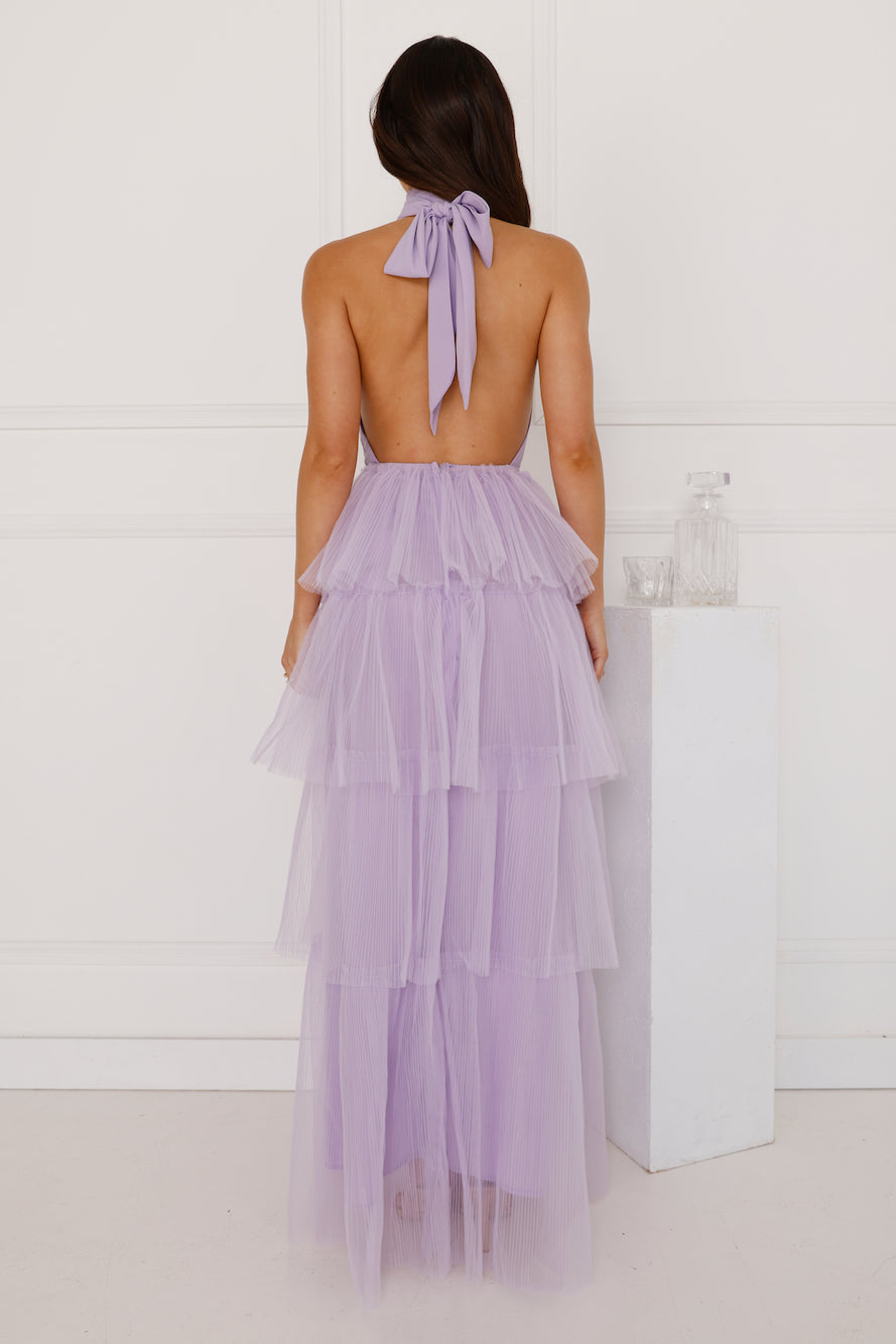 Unreal Beauty Halter Tulle Maxi Dress Lilac