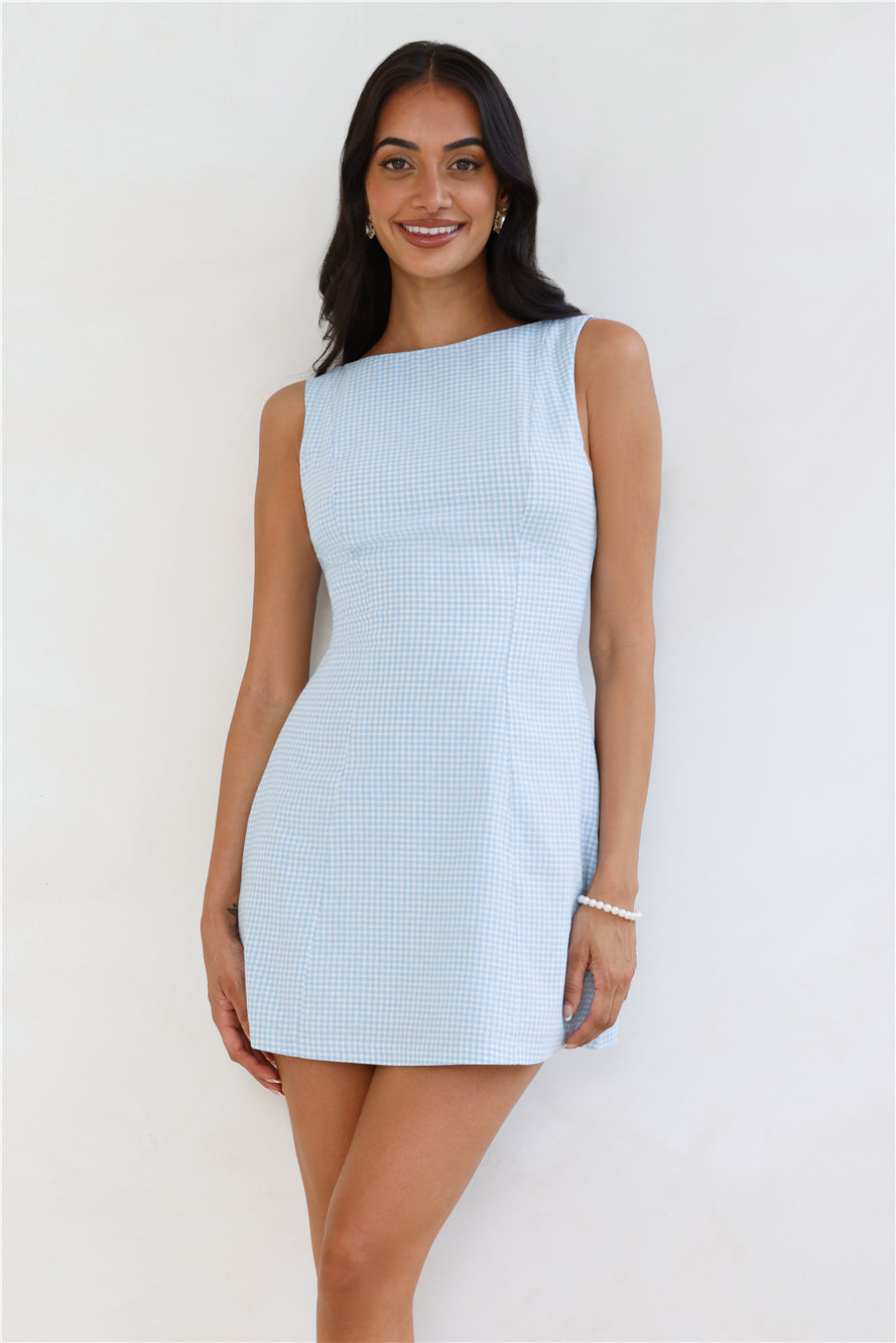 Dream Paddock Gingham Mini Dress Blue