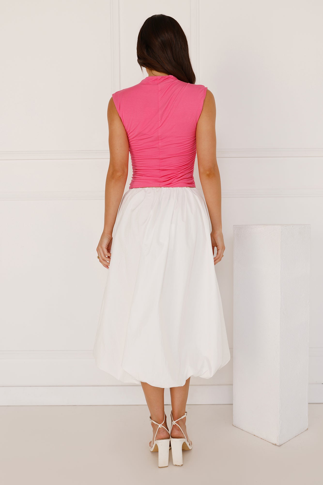 Get The Look Bubble Midi Skirt White