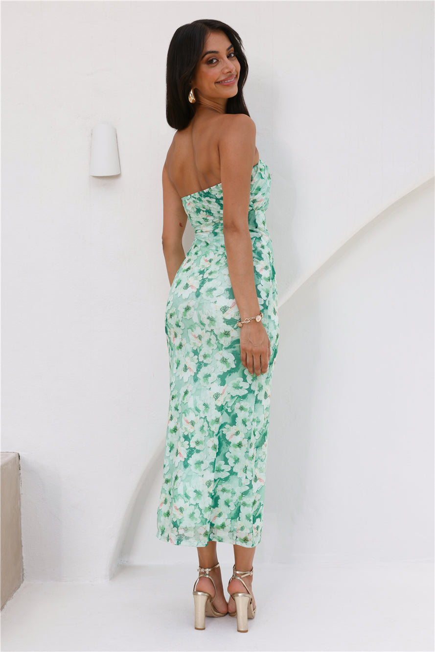 You Plus Me Strapless Mesh Maxi Dress Green