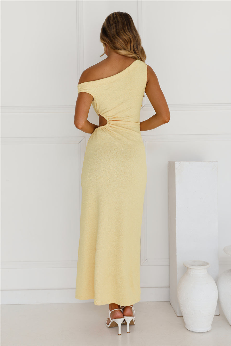 Exotic Escape Off Shoulder Maxi Dress Yellow