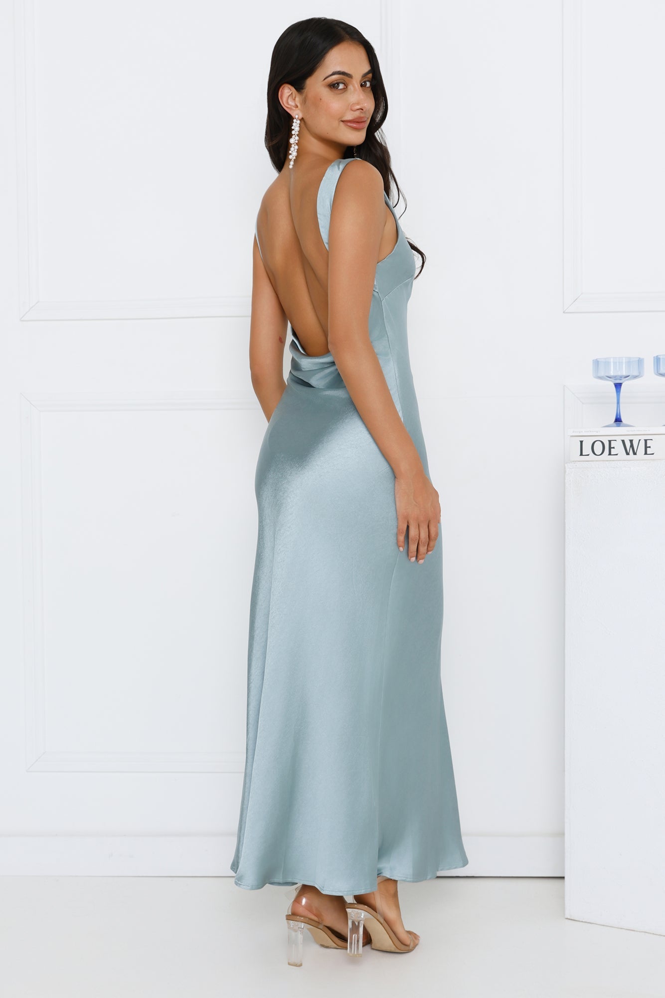 Classy Entrance Satin Slip Maxi Dress Blue
