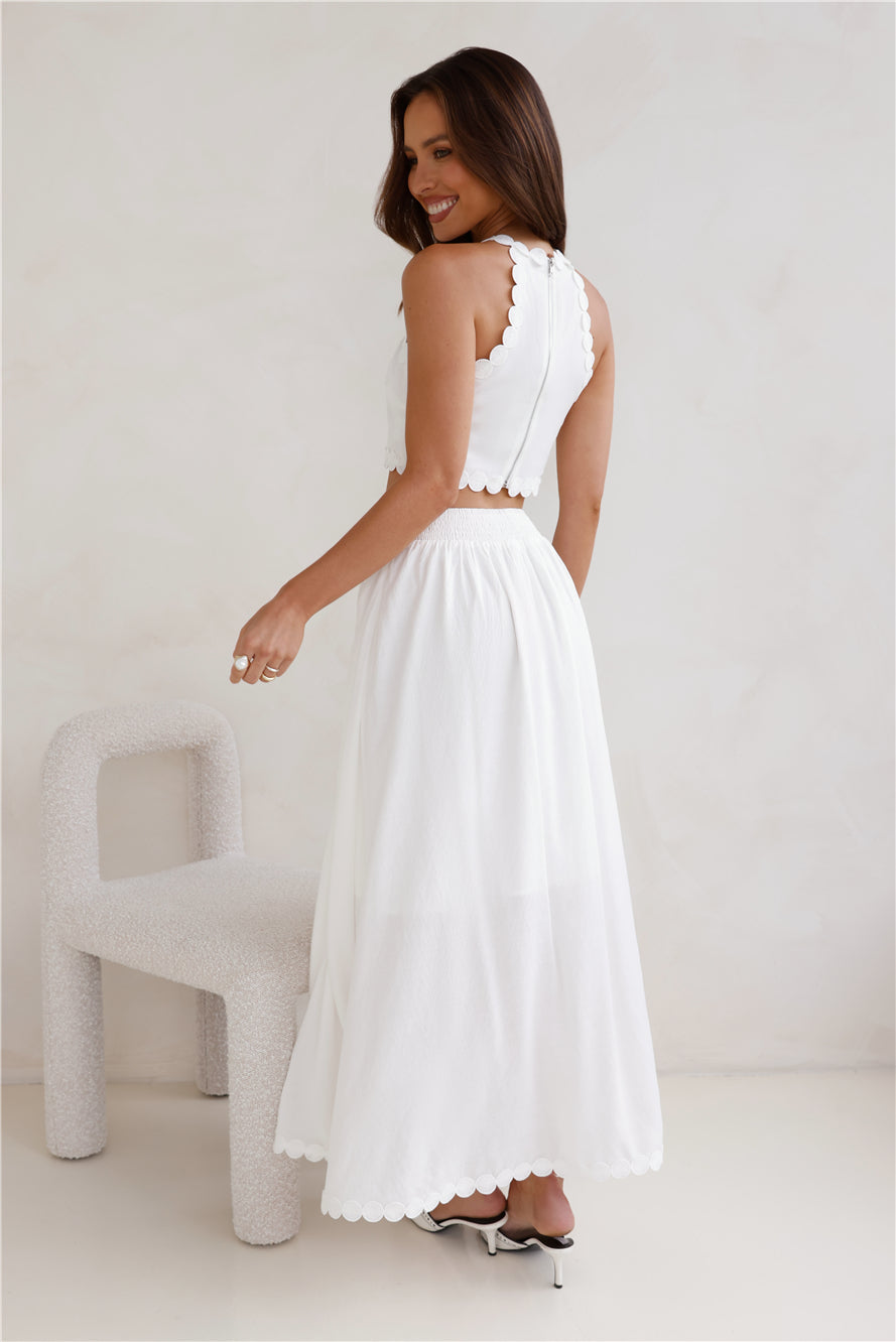 Linked Together Maxi Skirt White