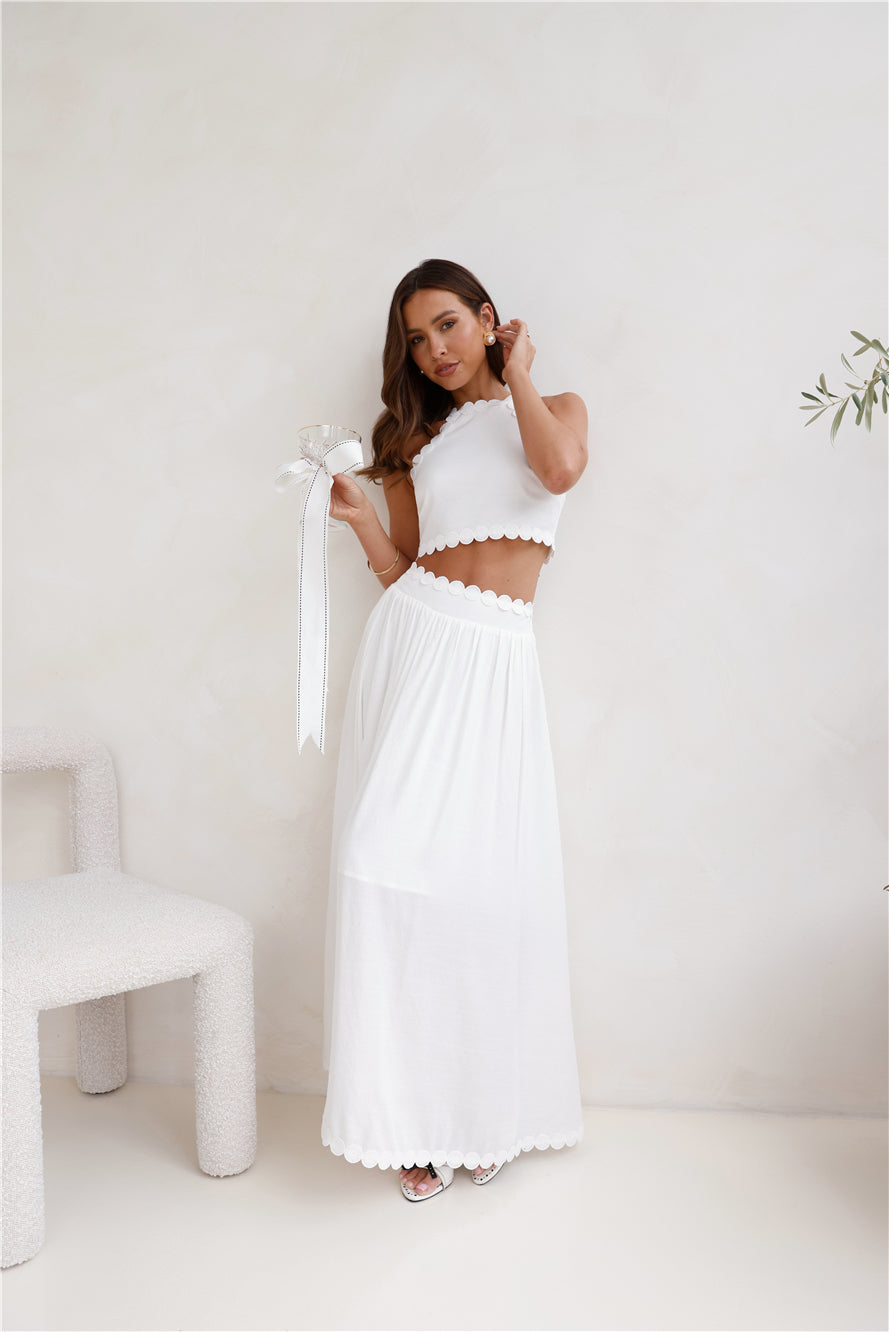 Linked Together Maxi Skirt White