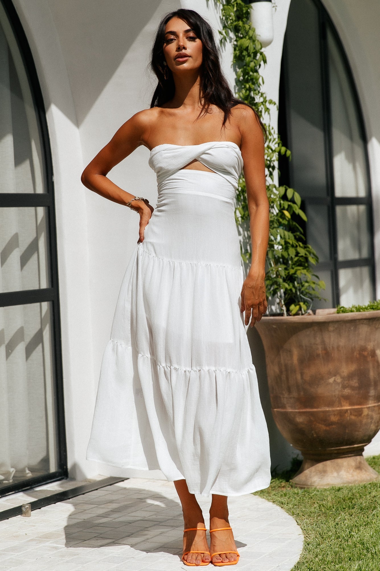 Pose For The Show Midi Dress White