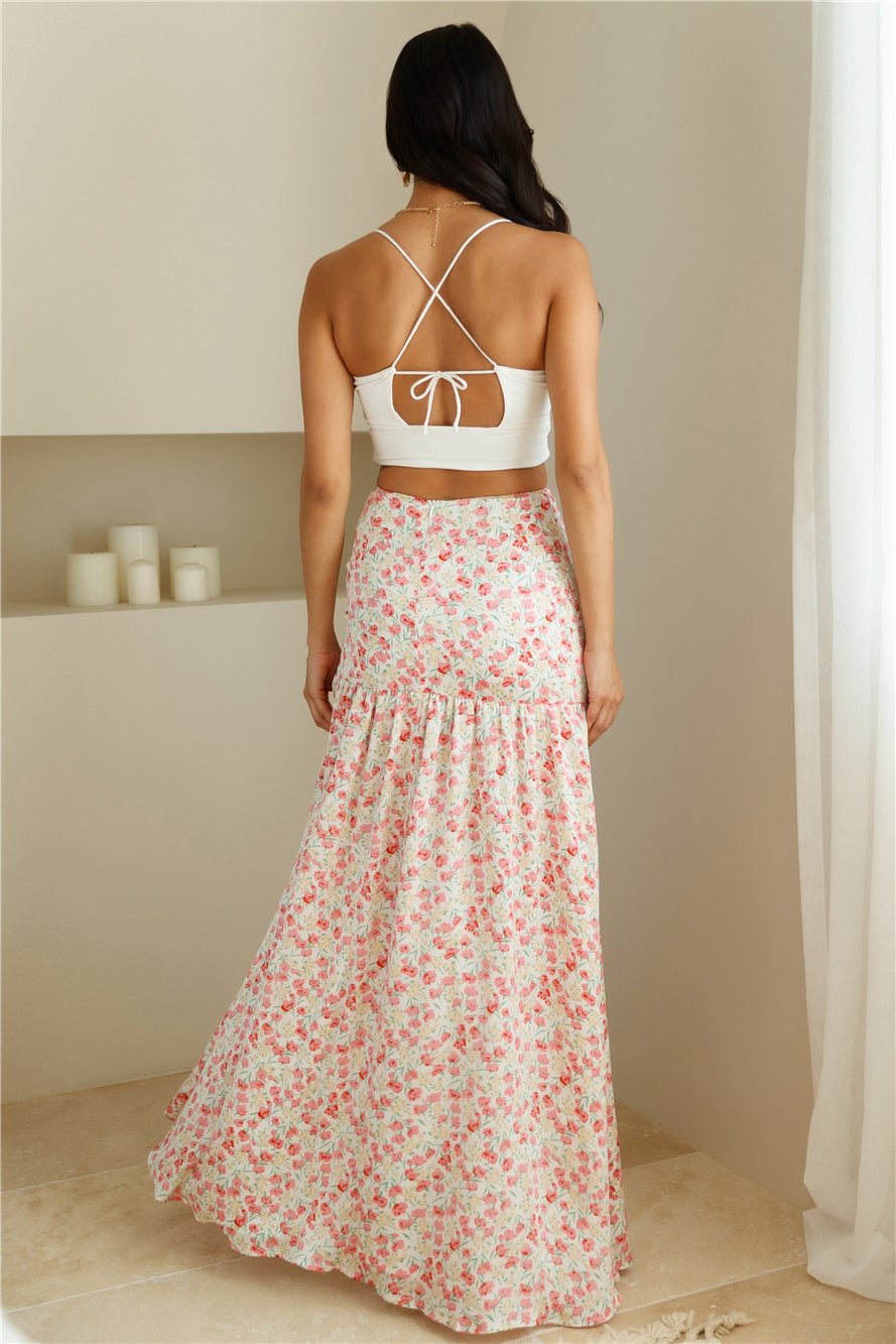 HELLO MOLLY Botanical Beauty Maxi Skirt Pink
