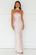 Precious Pearl Satin Maxi Dress Pink