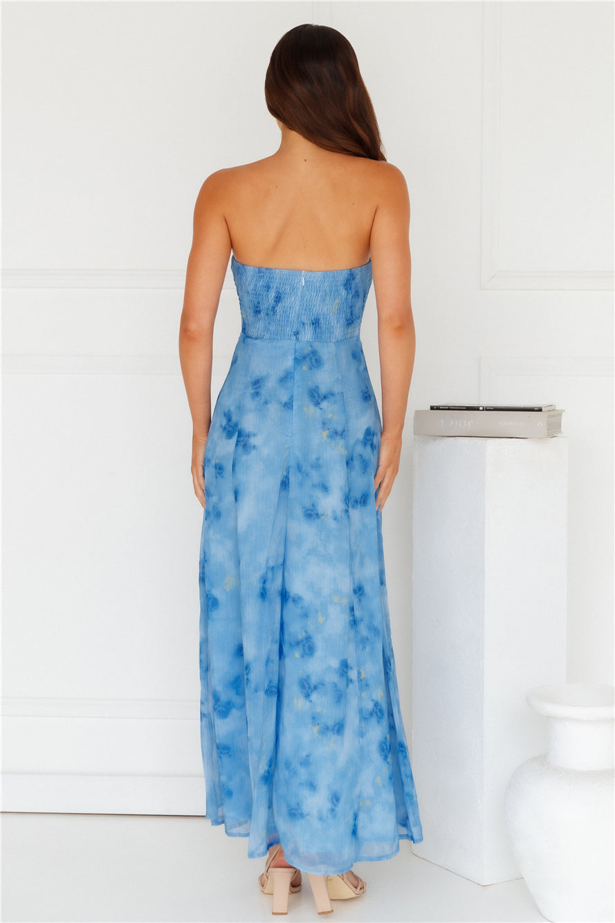 Elsa Strapless Maxi Dress Blue