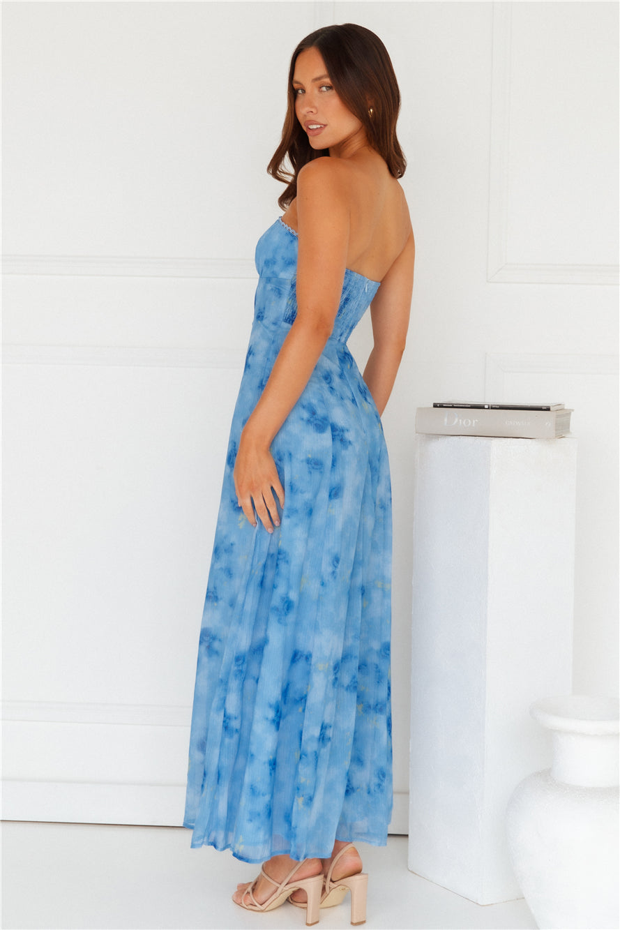 Elsa Strapless Maxi Dress Blue